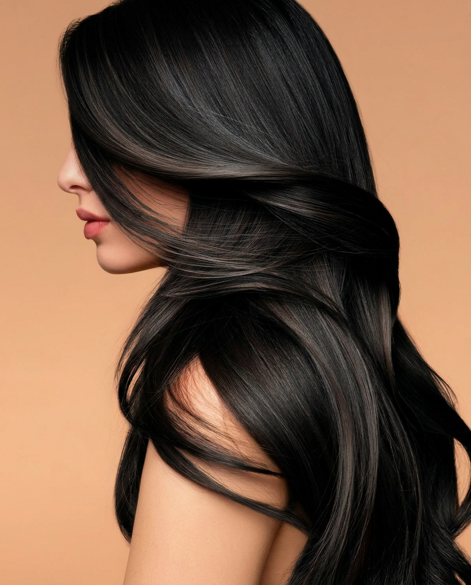 Model with Midnight Silk hair extensions