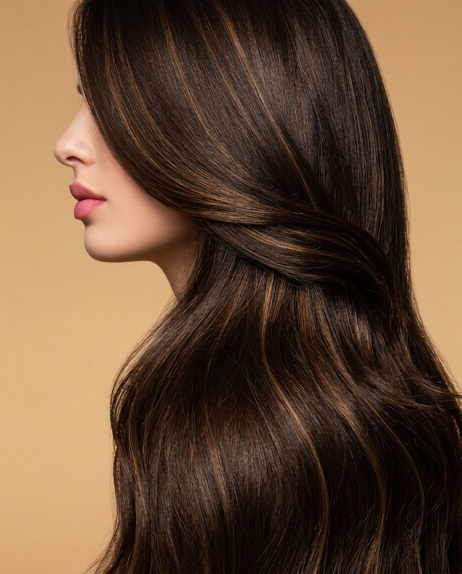 Model with Espresso Étoile hair extensions