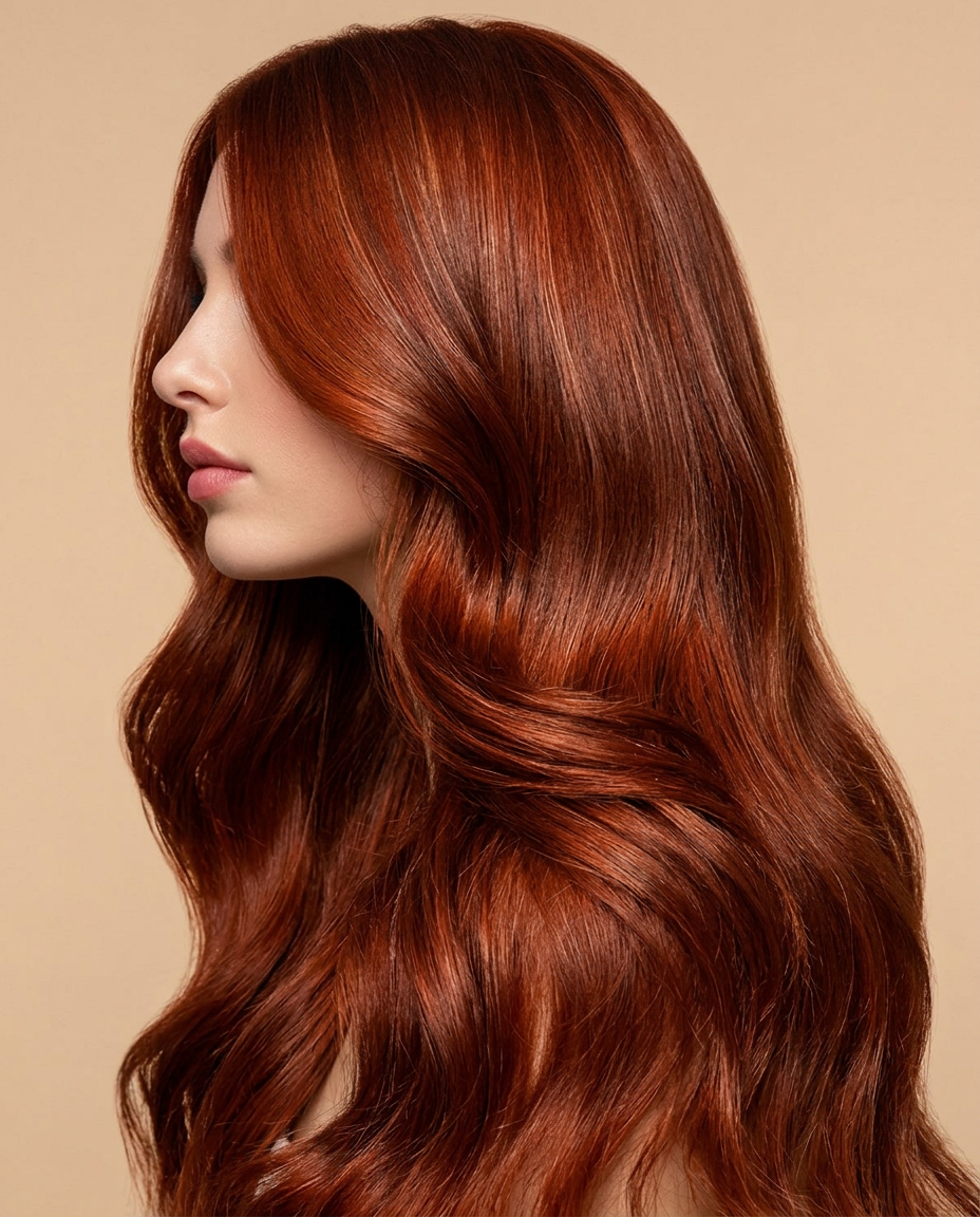 Model with Cinnamon Suede hair extensions